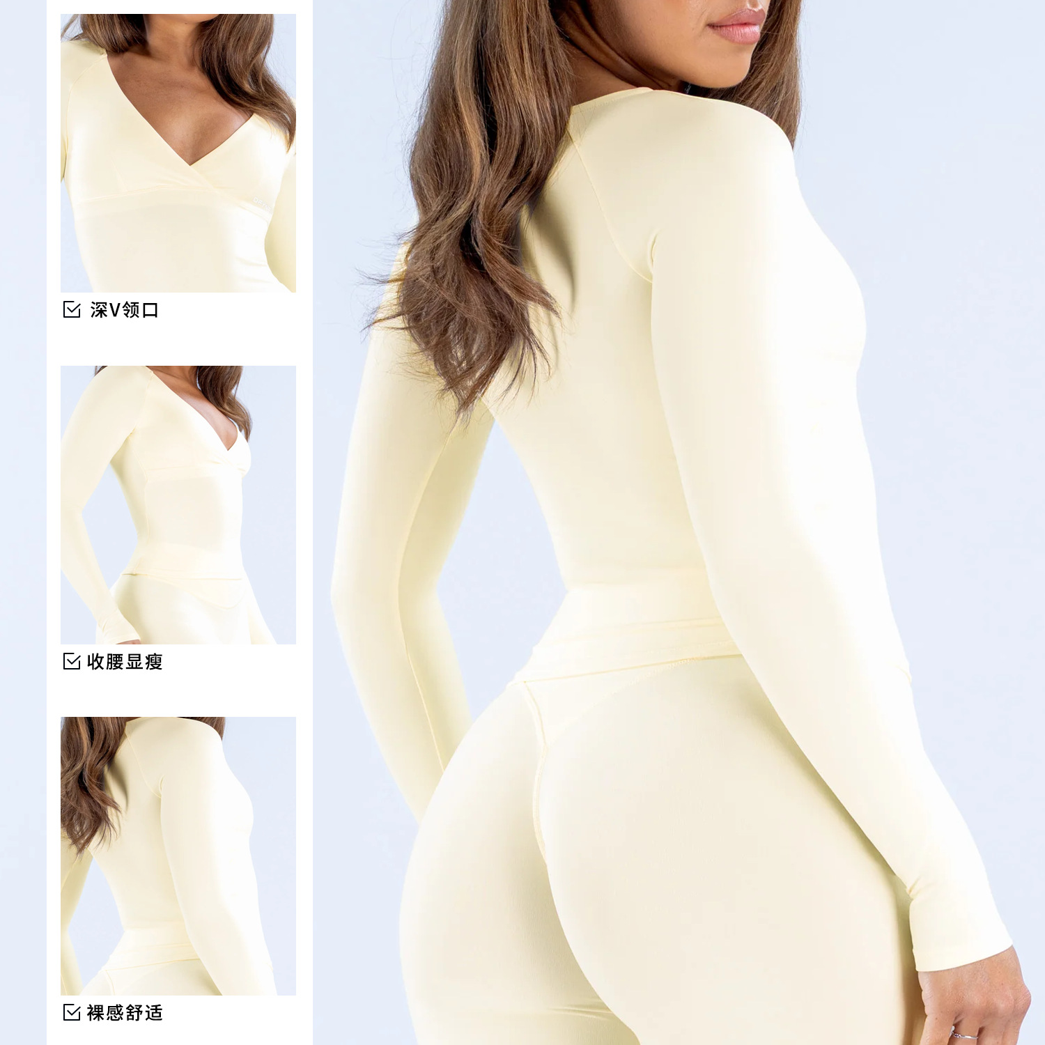 New Nude-skin-friendly V-neck  - Pilates Yoga Wrap Top 评论和价格