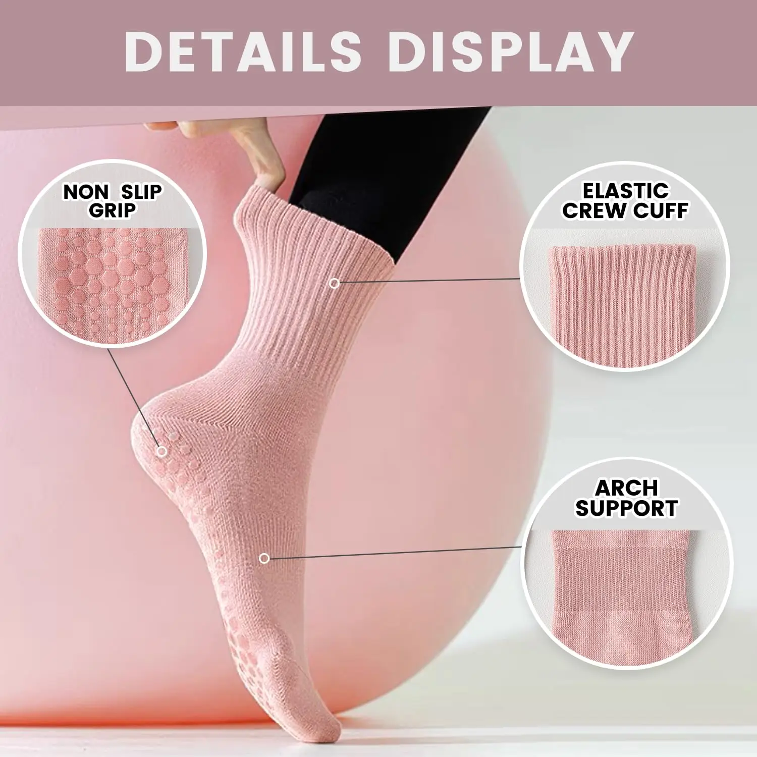 4 pairs of women's yoga socks, - Pilates Is Yoga 评论和价格