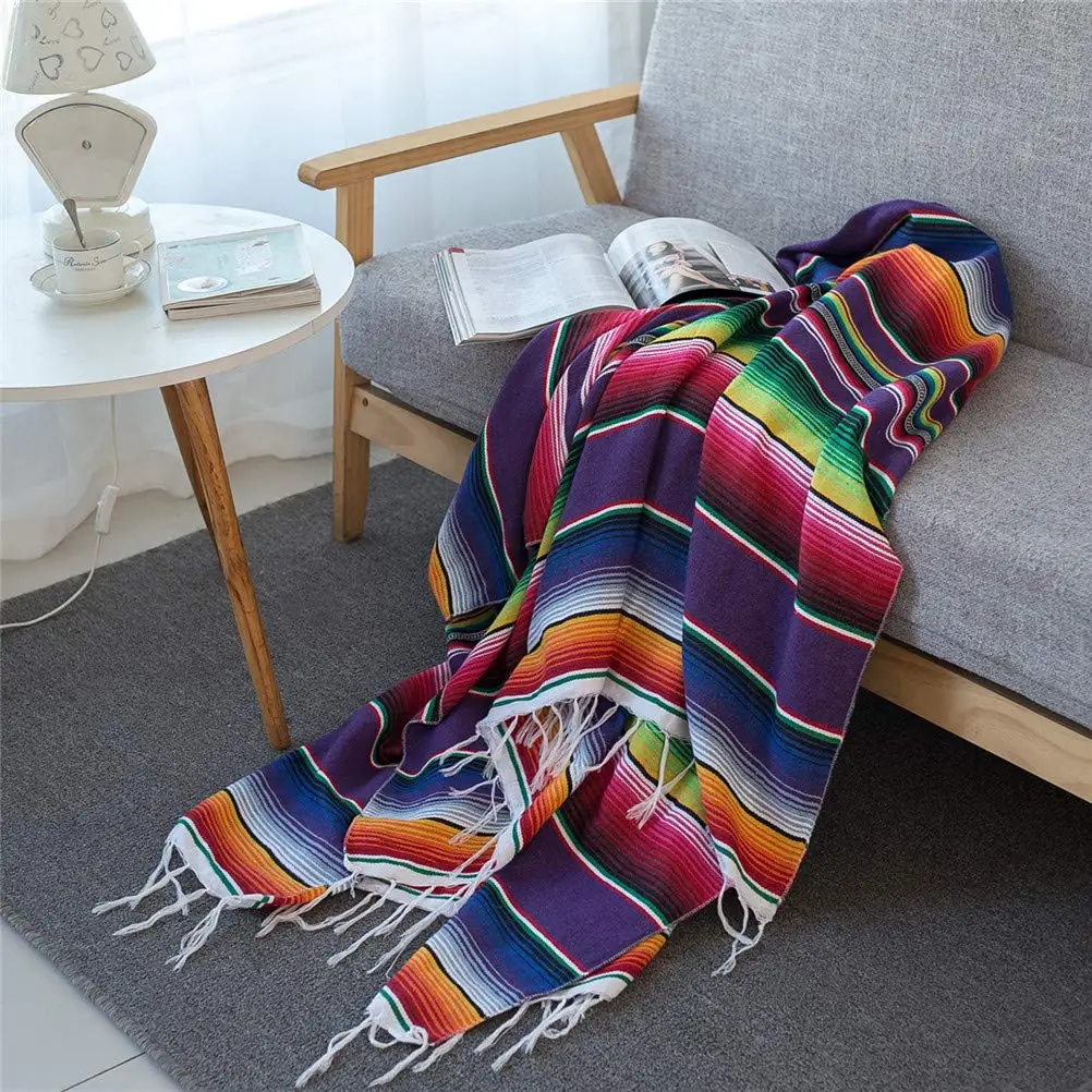 Mexican Tassel Blanket Multi B - Pilates Yoga Towel 评论和价格