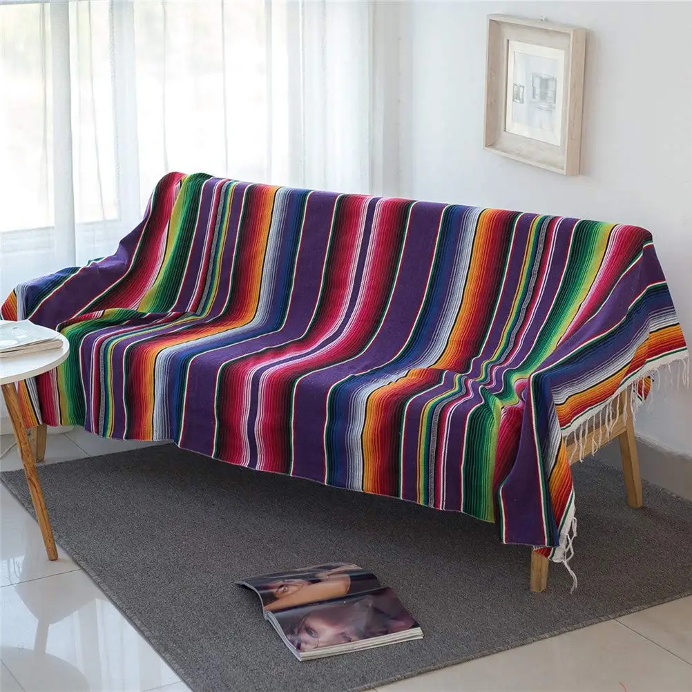 Mexican Tassel Blanket Multi B - Pilates Yoga Towel 评论和价格