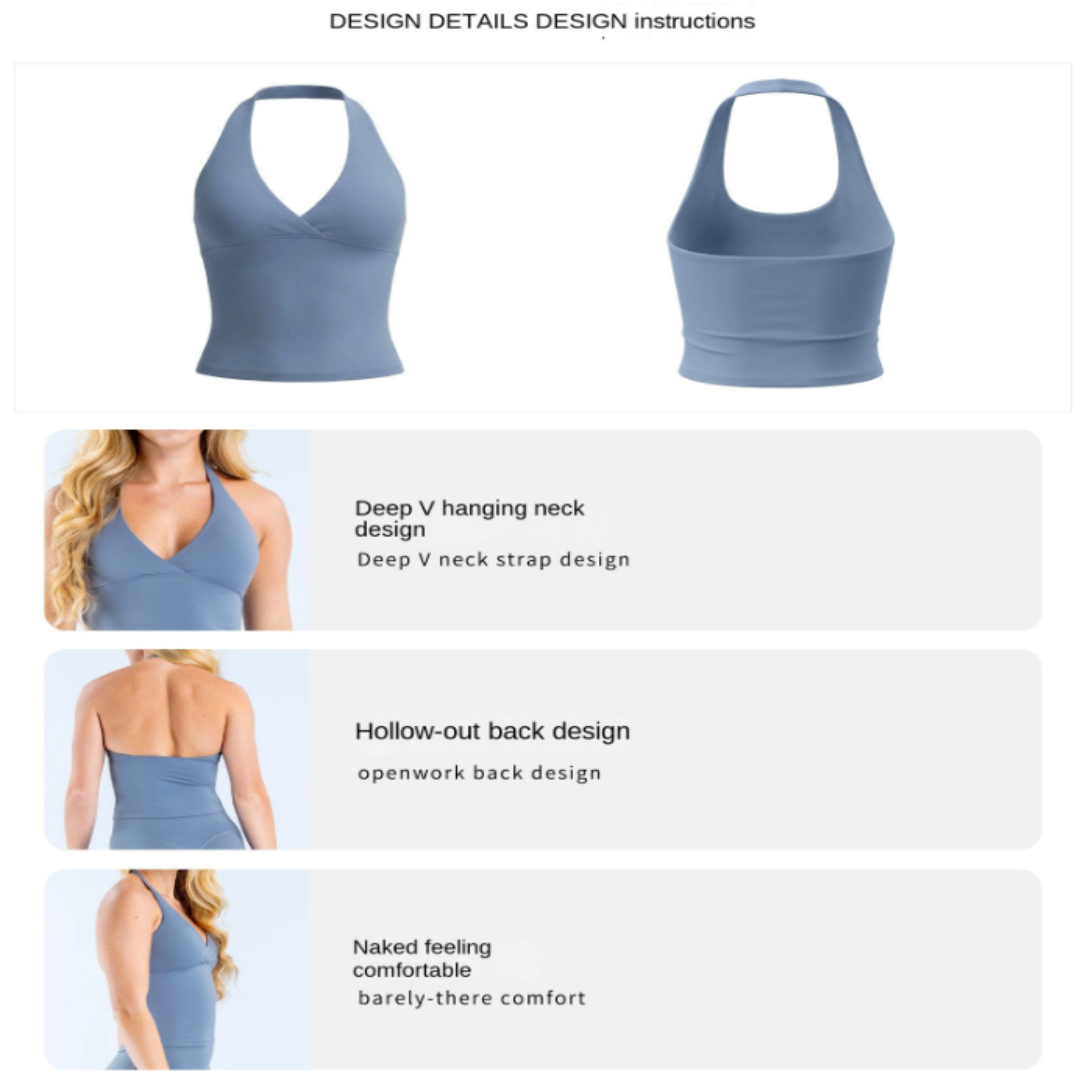 Bra Halter V-Neck Yoga Tank To - Pilates V Yoga 评论和价格