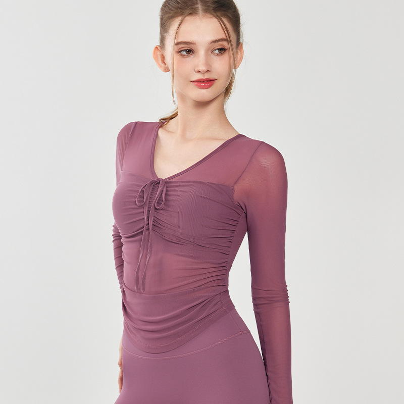 Sexy mesh high-end yoga suit l - Pilates Yoga Wrap Top 评论和价格