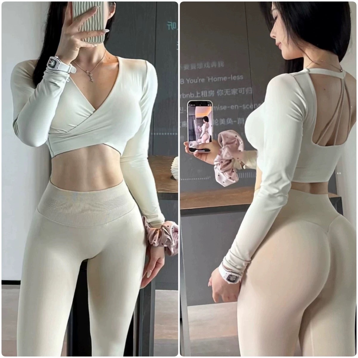 Long-sleeved Yoga Sports Fitne - Pilates Yoga Wrap Top 评论和价格