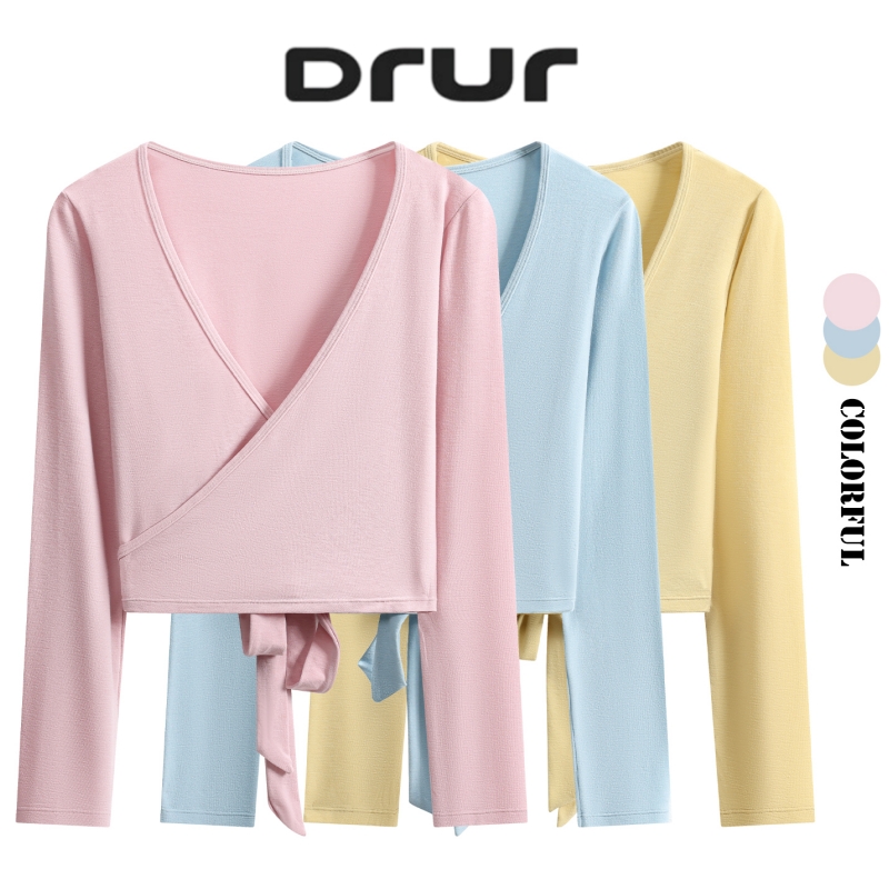 DRUR Long Sleeve Wrap Yoga Top - Pilates V Yoga 评论和价格