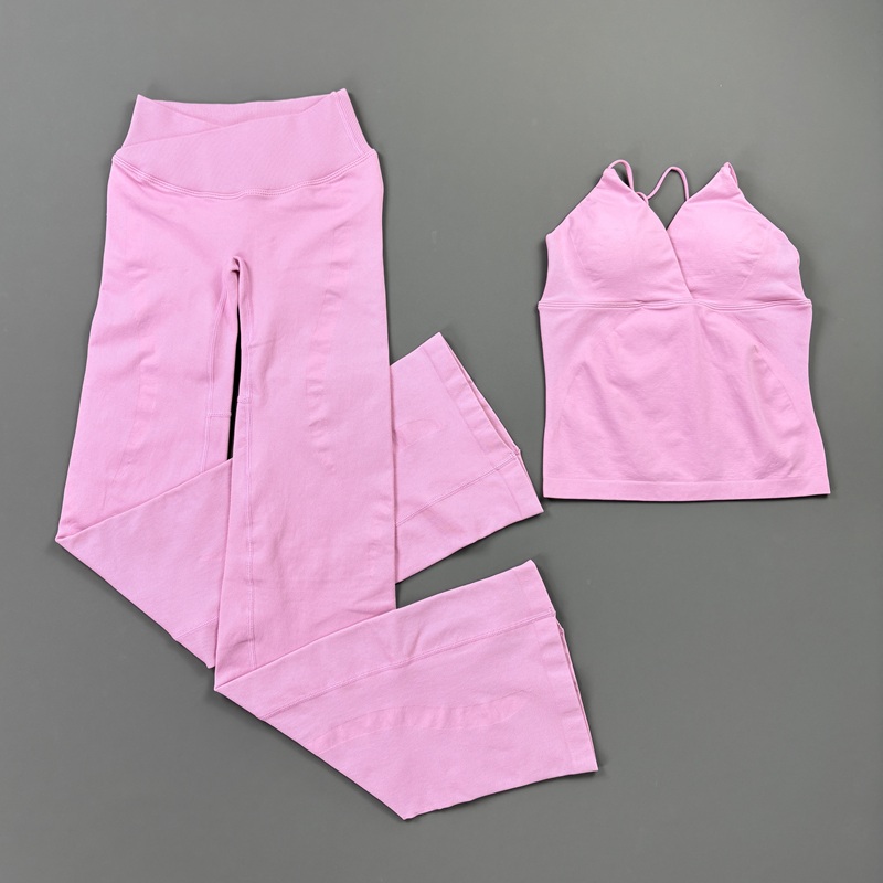 2Pcs Women Seamless Yoga Worko - Pilates Yoga Wrap Top 评论和价格